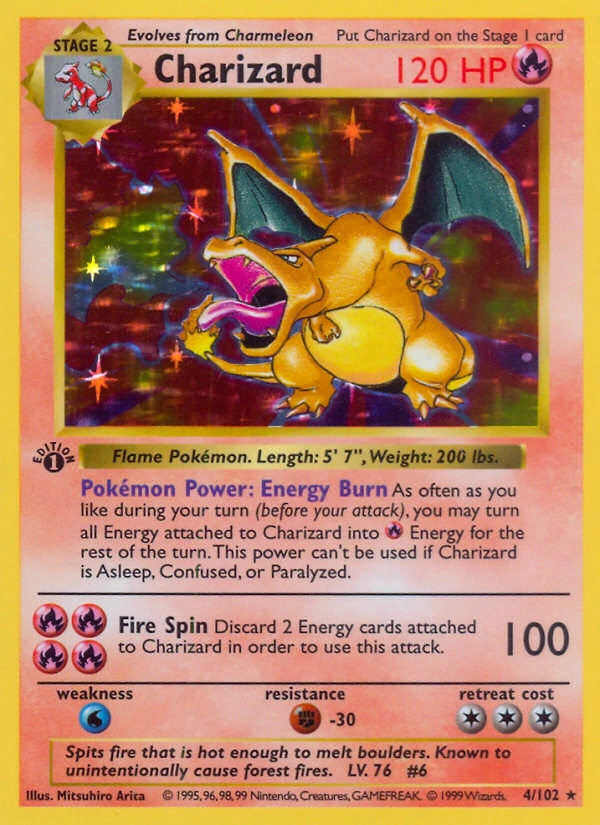 Charizard Pokémon Base Set card in an example TRGC Pristine 10 slab